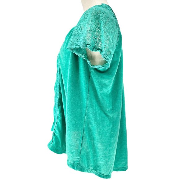 No Boundaries Blouse Juniors XL (15-17) Green Lace-Trimmed SS Poly Spandex Blend - Picture 9 of 10
